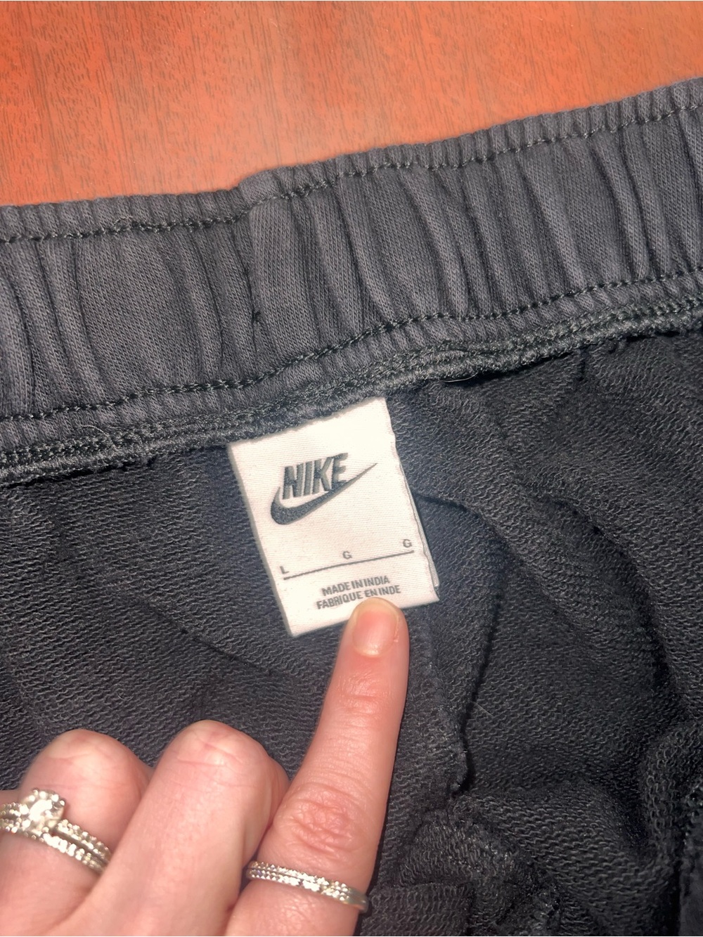 Nike Black Fleece Joggers with White Swoosh - Picture 2 of 3